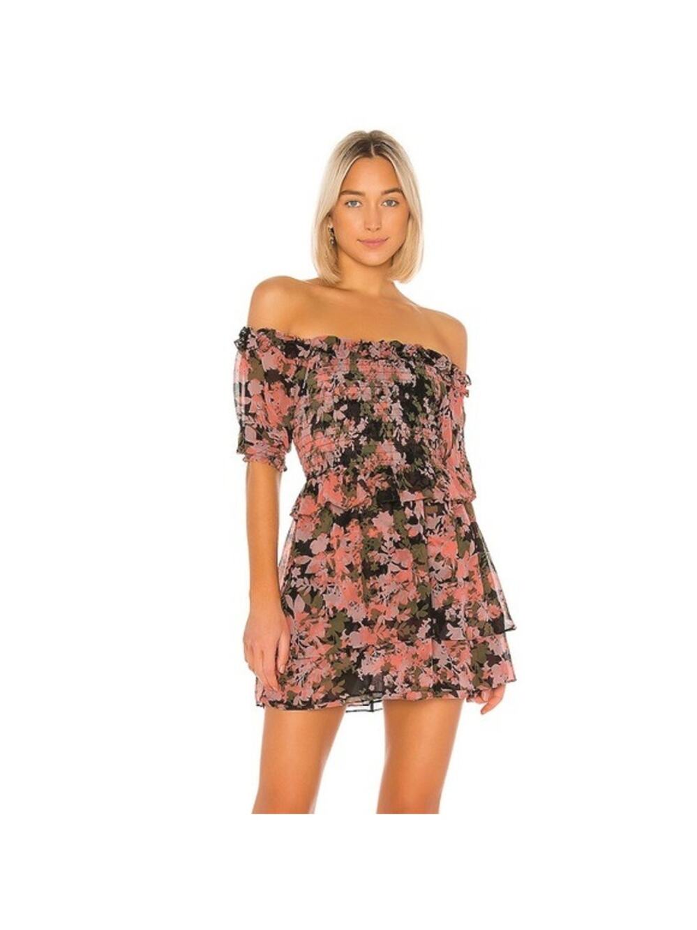 NWOT MISA Los Angeles Cela Sunset Floral Dress Off the Shoulder